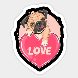 Pug dog valentine puppy Sticker